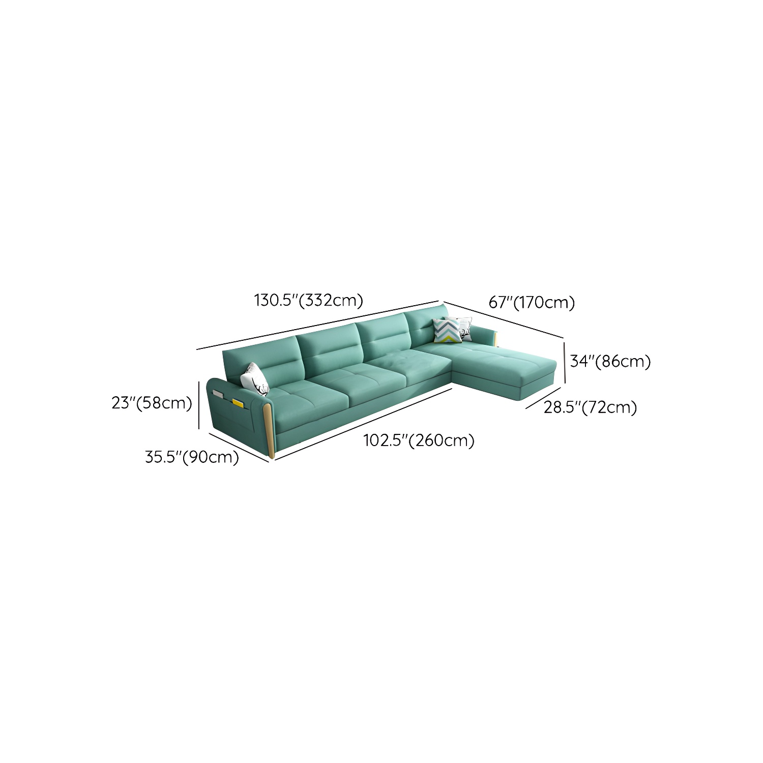 Grey Green Sectional Sofa with Under Seat Storage for Home and Room - image 25