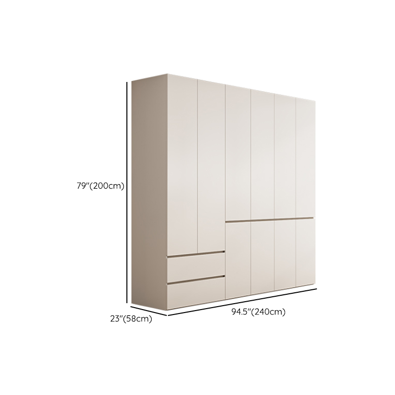 White Minimalist Manufactured Wood Wardrobe Closet with 2 Drawers, Soft Close Door, Interior Shelves, and Clothing Rod - image 23