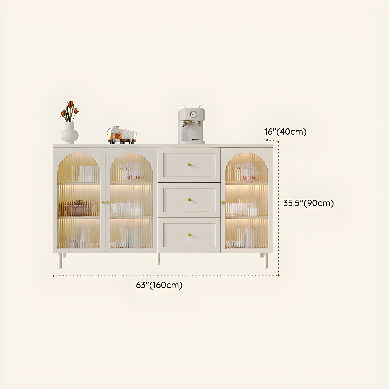 White Modern Sideboard Credenza with Cabinets and Reserve Installation Holes, Full Assembly Required - image 18