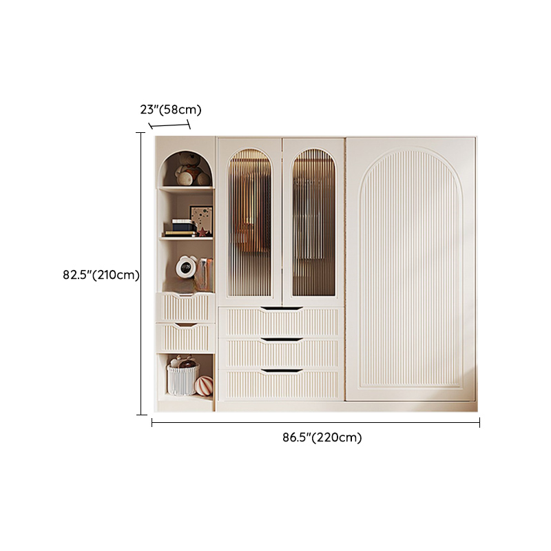 Chalk Almirah in Timber with Clothing Rod, 3 Cabinets/2 Cabinets and 5-Drawer/4-Drawer/3-Drawer in a Minimalist Style, 3-Shelf/2-Shelf Included/Not Included - image 30
