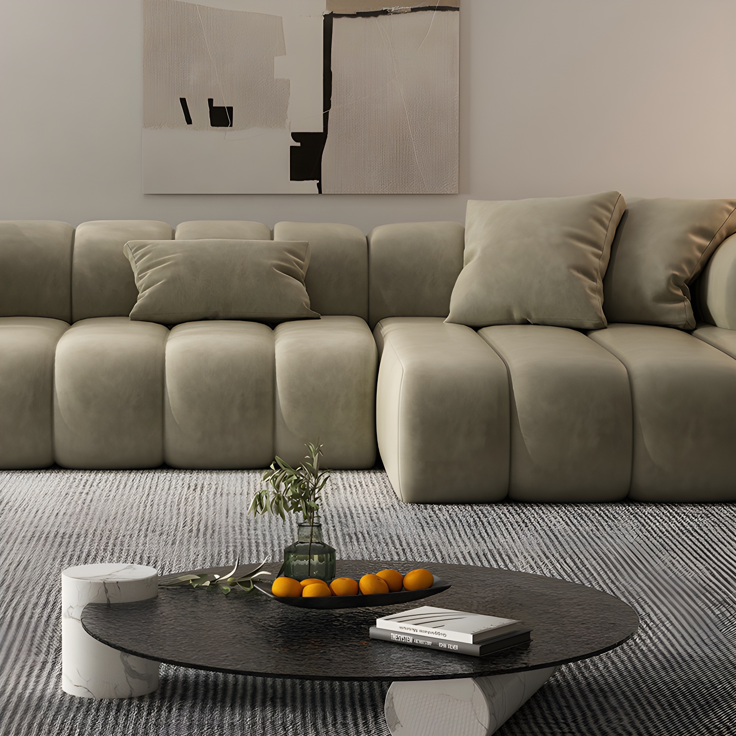 Scandinavian Green Sofa with Tuxedo Arm and Sewn Pillow Back - image 14