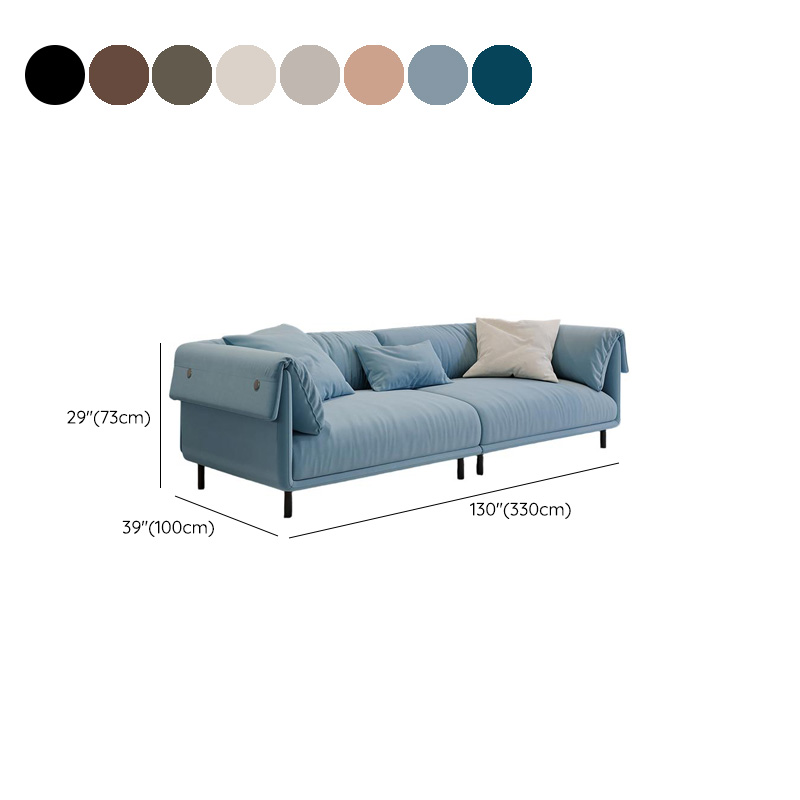 Drawing Room Standard Sofa in Genuine Leather/Flannel with White/Cerulean/Tan Upholstery, Armrest, and 3 Pillows - image 17