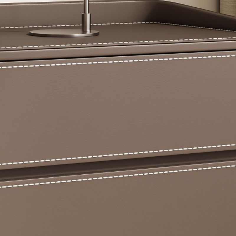 Contemporary 3 Tiers Genuine Leather Drawer Storage Bedside Table - image 17