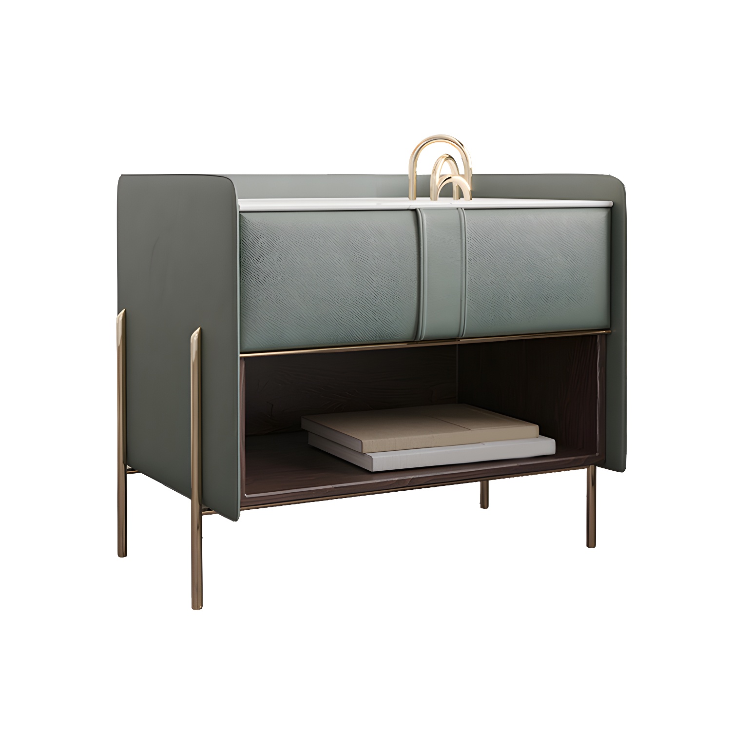 1-Drawer 1-Shelf Accent Table Nightstand 20.47" Tall Stone Nightstand - image 10