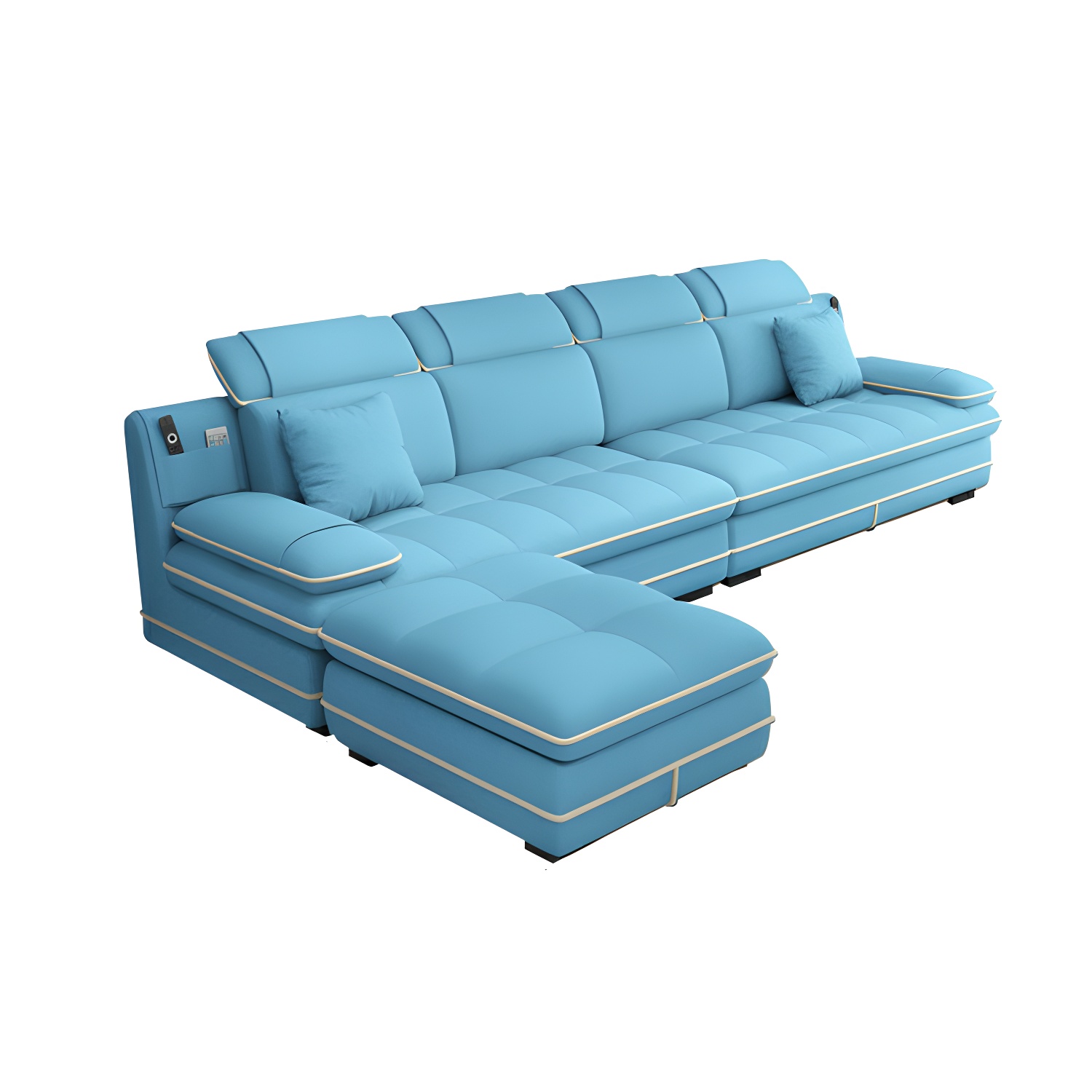 Elegant Gray Curved Sectional Sofa with Scandinavian Wooden Frame - image 8