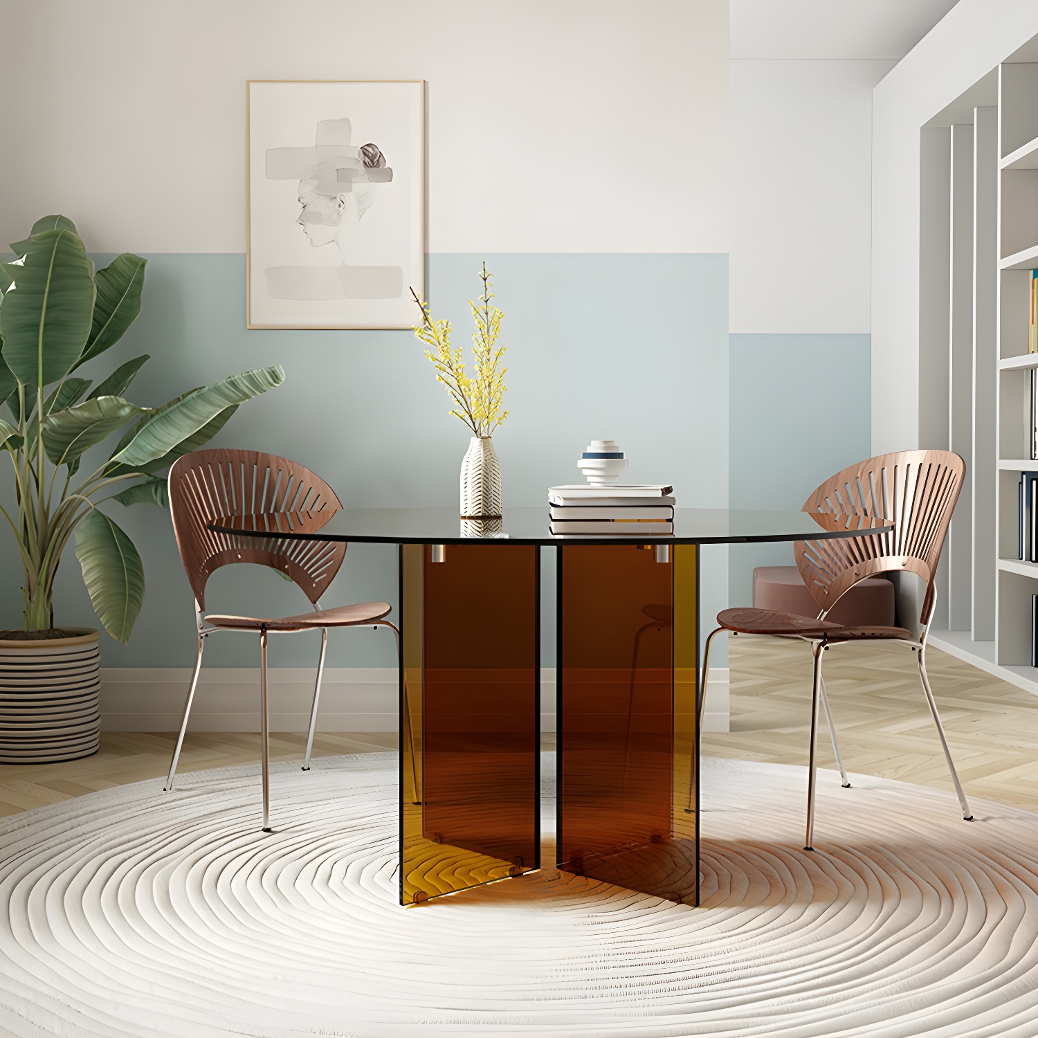 Round Glass Dining Table Modern Style Dining Table for Home Use