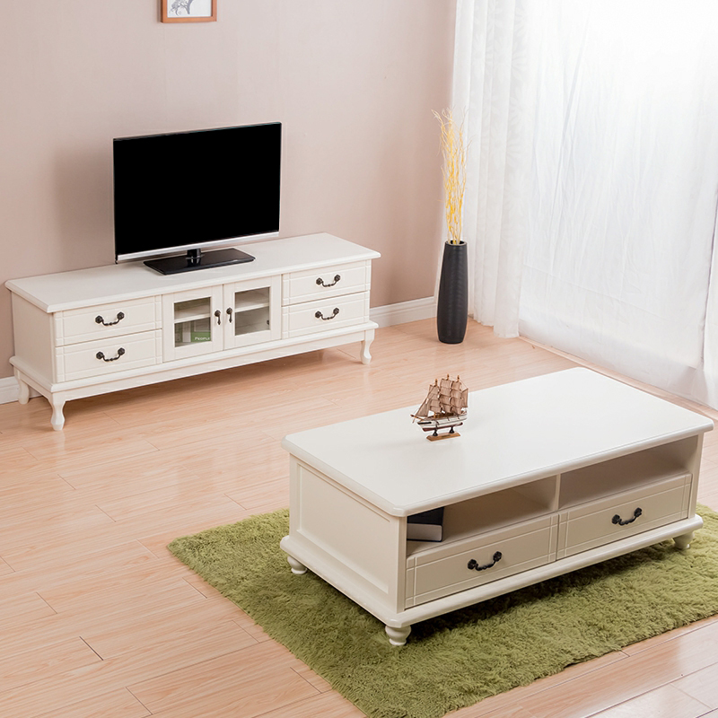 2 Tiers & 2-Door Rectangle Matte Solid Wood+Manufactured Wood Adjustable Shelf TV Stand for Living Room - image 8