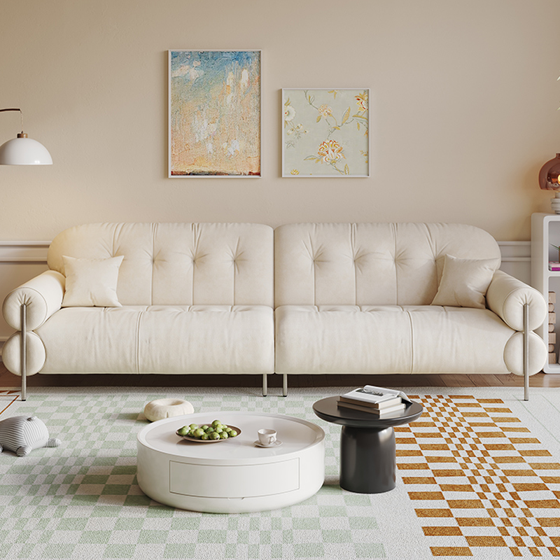 Tear Resistant Standard Sofa with Pu/Flannel Upholstery in Grey/Auburn/Ivory - image 13