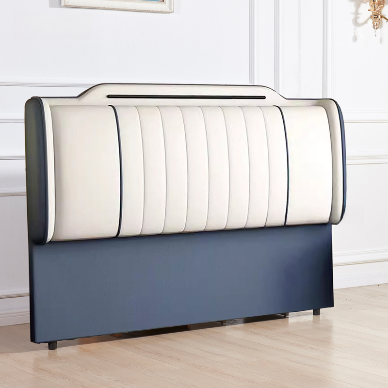 Art Deco Rectangular Wingback Timber Sponge headboard, With Legs, Size Full(54"W x 75"L), height Standard（36-55“）