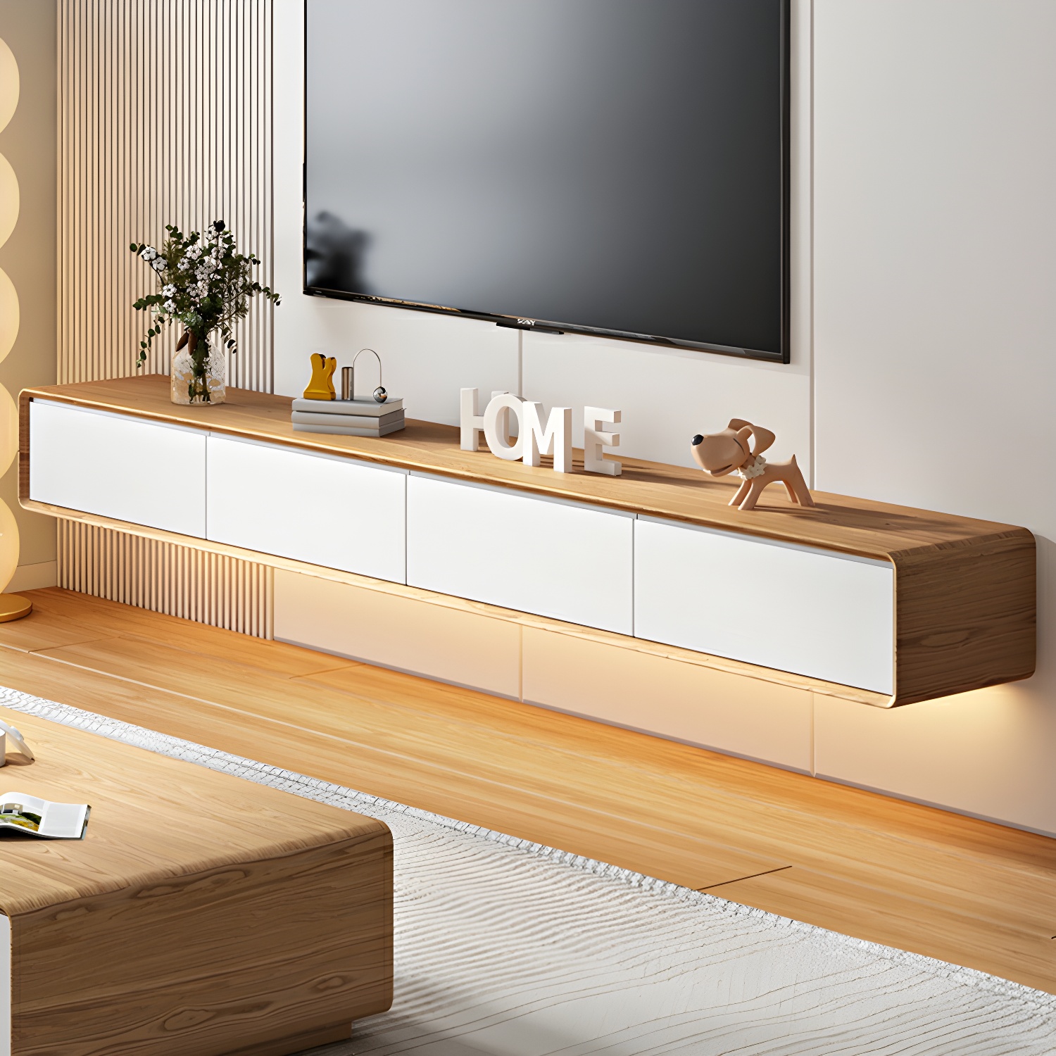 Modern Floating 2-Drawer TV Cabinet with Cable Management for Living Room - image 9