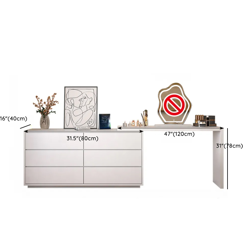 Large Vanity Set with Chalk Seating, 6 Drawers, Lumber Frame, Scalable 2-in-1 Design, and Chair - image 12