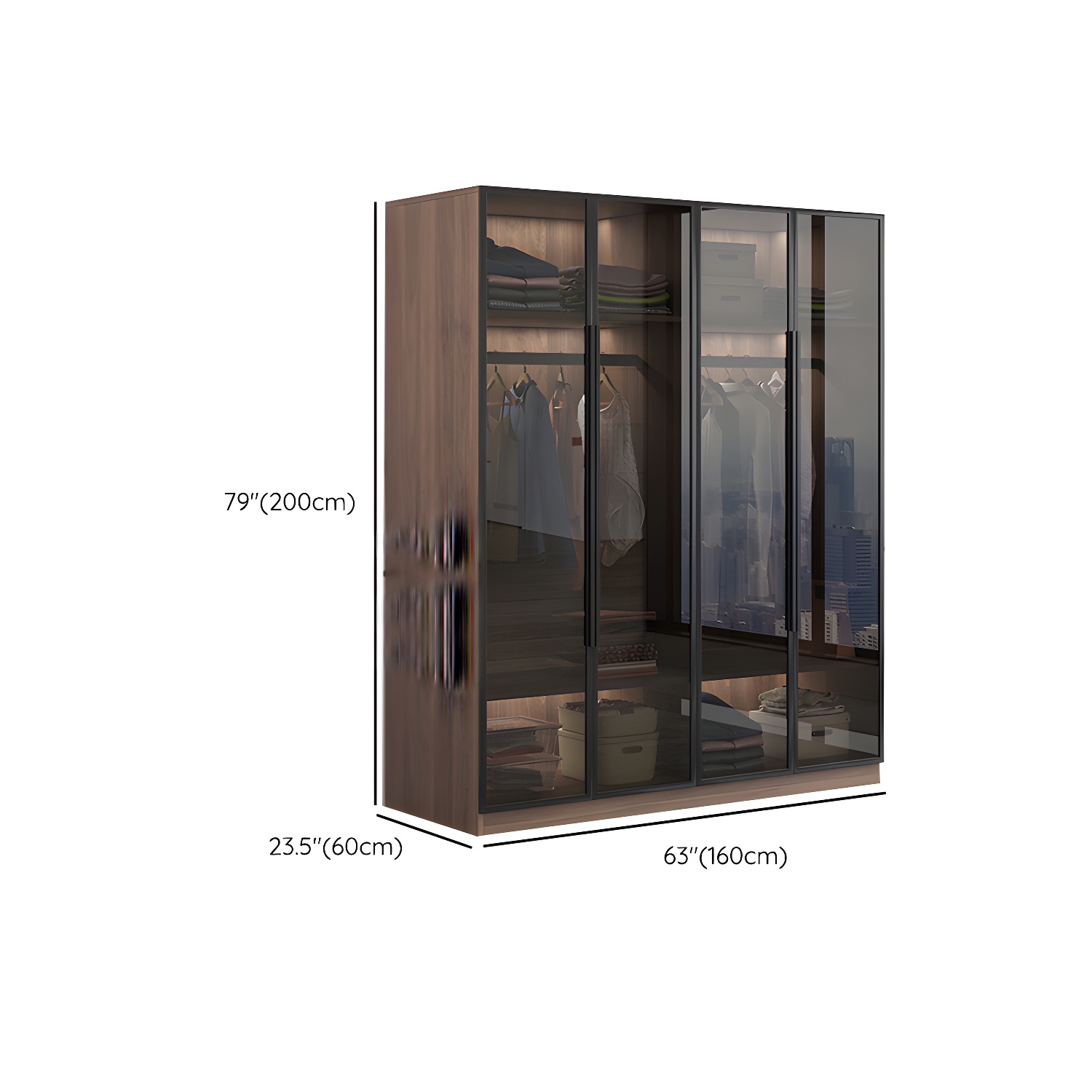 Engineered Wood Armoire Modern Brown Wardrobe Closet with Garment Rod - image 11