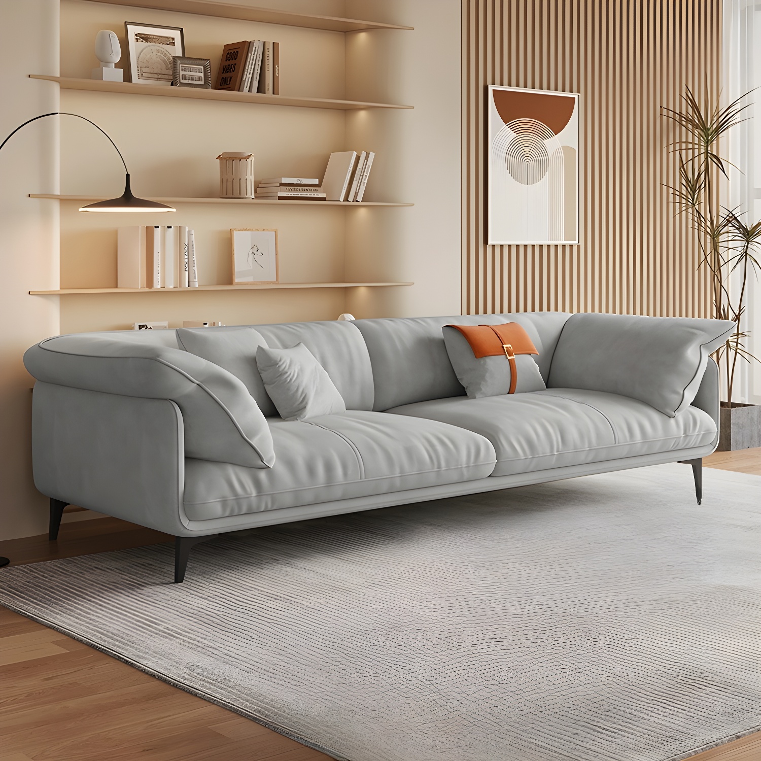 Wood Standard Modern Sofa, 83x35x33 inches Non-Distressed with Pillows, Black Legs - image 8