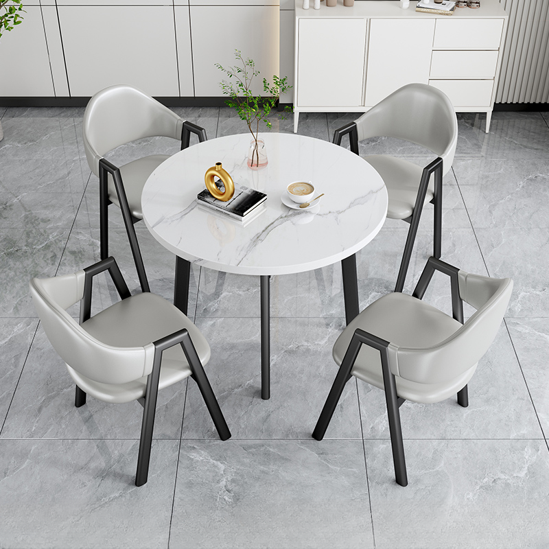 Dining Table Set with Rounded Shape and Padded Chair Back, Featuring Armrest and White Separable Table Top - image 11