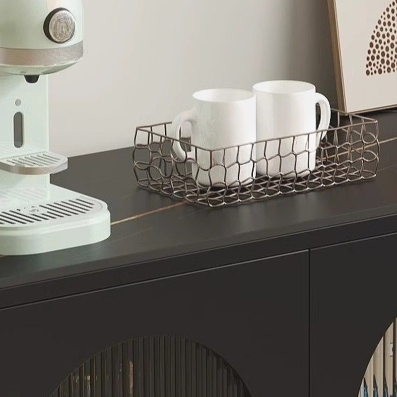 Narrow/Standard Coal Sideboard in Wood with Hutch, Glass Doors and Flexible Shelf in a Modern Style, 3 Drawers Included/Not Included - image 5