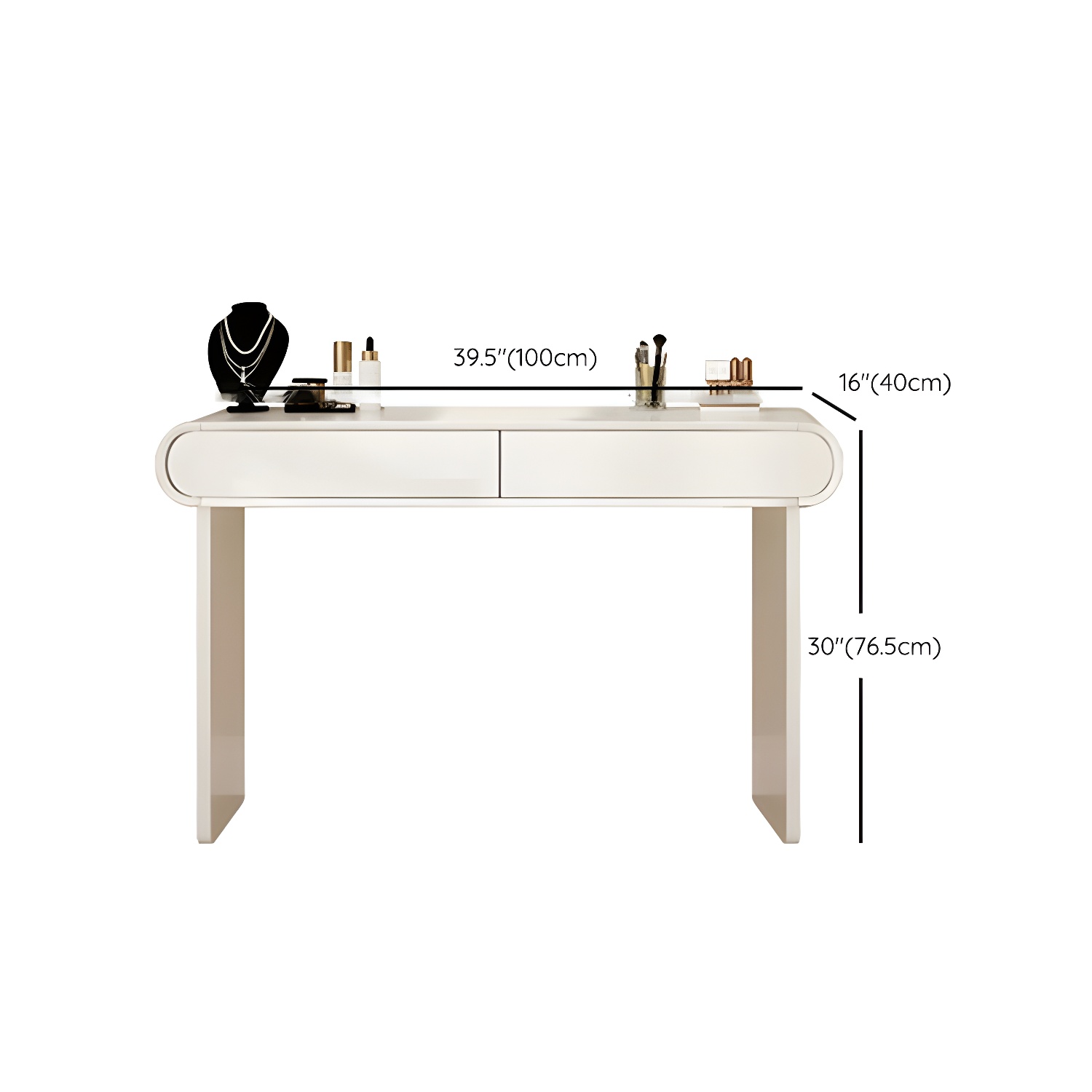 Modern White Wooden Makeup Vanity With Soft Close Drawers & Easy Assembly, Standard Width - image 18