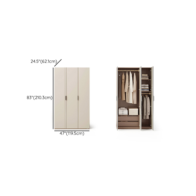 Beige Modish Wooden Armoire Cabinet with Soft Close Drawer, Soft Close Door, Interior Shelves, and Clothing Rod - image 12