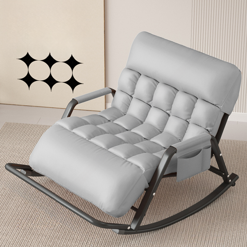 Black/Grey/Cerulean Simple Upholstered Rocking Seat for 2 with Padded Track Arm - image 6