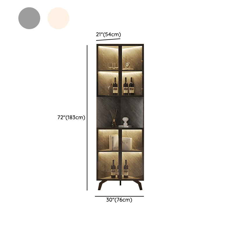 Modern Corner Glass Door Accent Cabinet with Black Metal Base - image 17