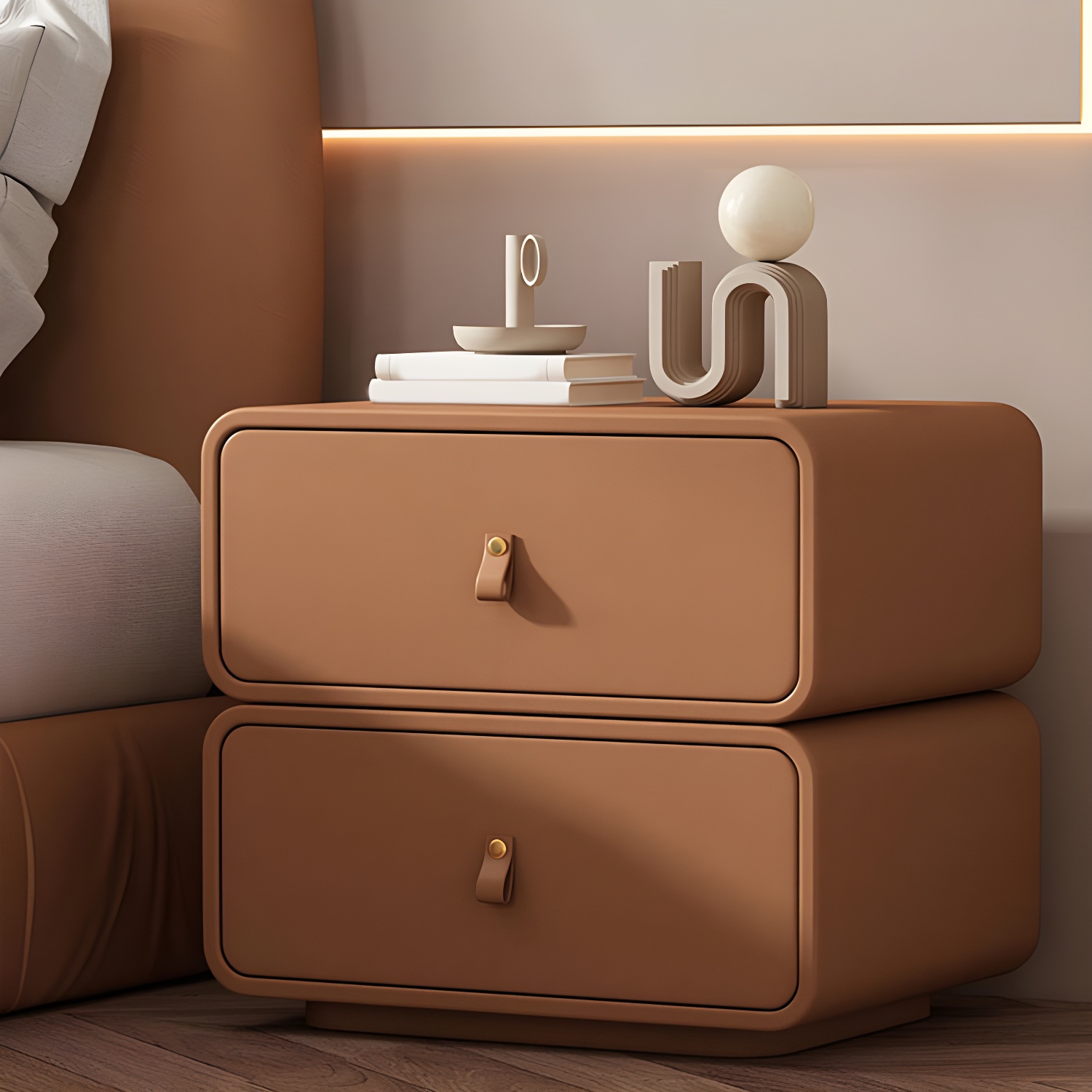 Modernism Bedside Desk Shape in Rectangular with Two-drawer for Bedroom - image 12