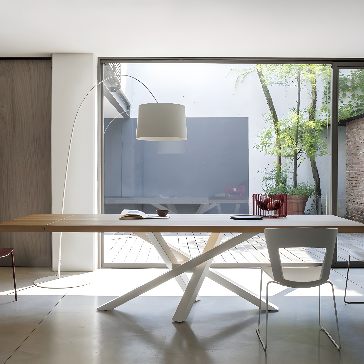 Pine Solid Wood Dining Table Single Pedestal Metallic Base Rectangle Table for Home - image 3