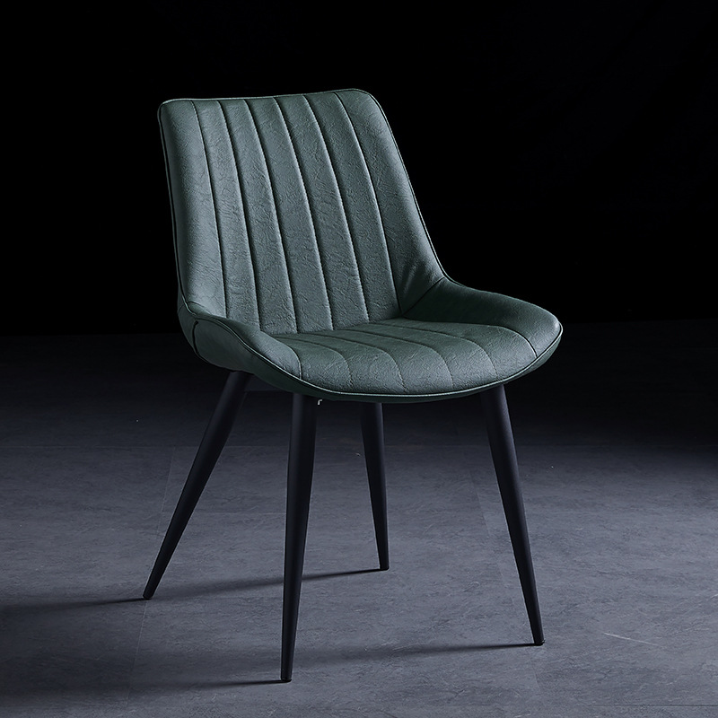 Outlined Faux Leather Upholstered Reliable Side Chair with Metal 4 Legs for Restaurant - image 4