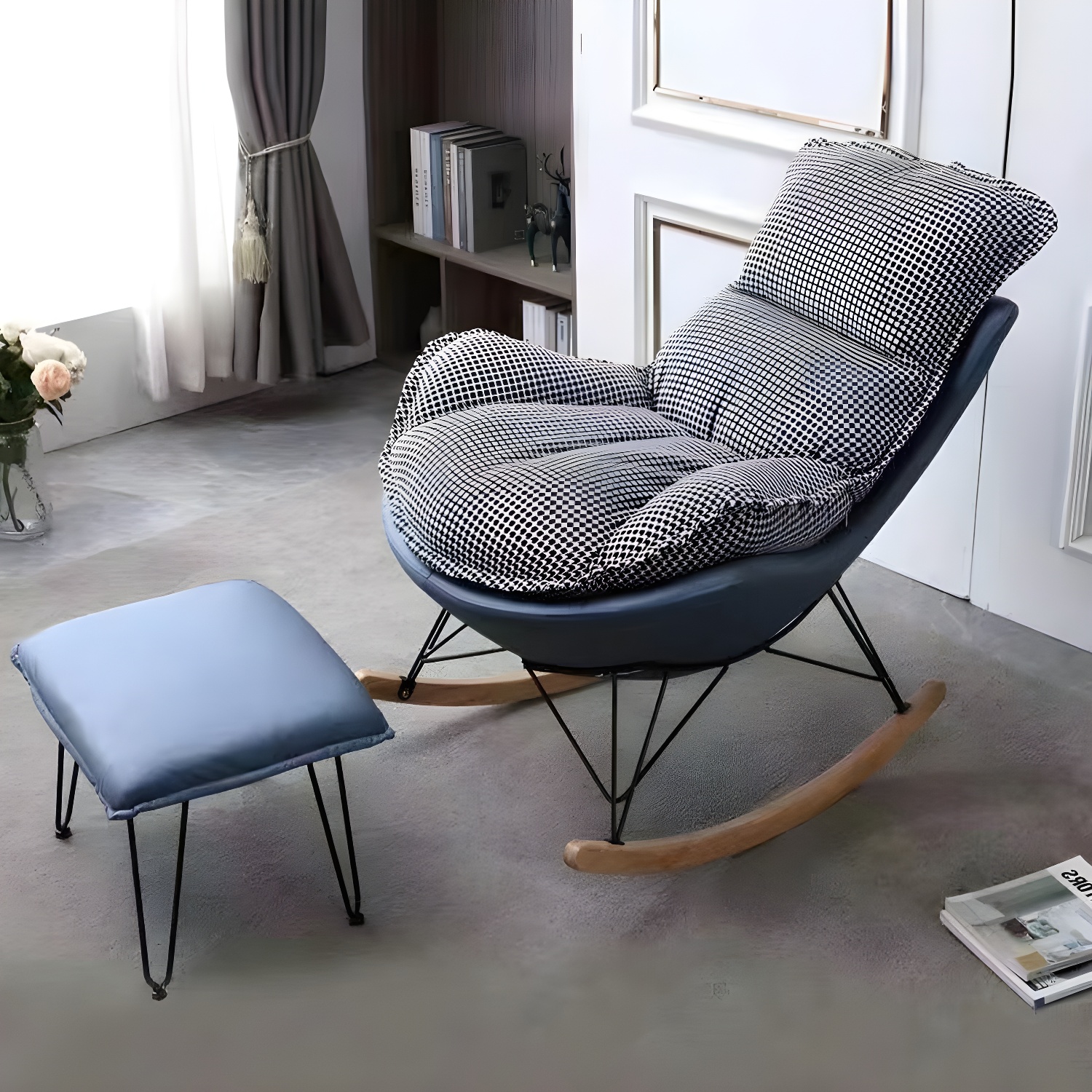 Contemporary Indoor Rocking Chair with Sled Legs and Spindle Back - image 3