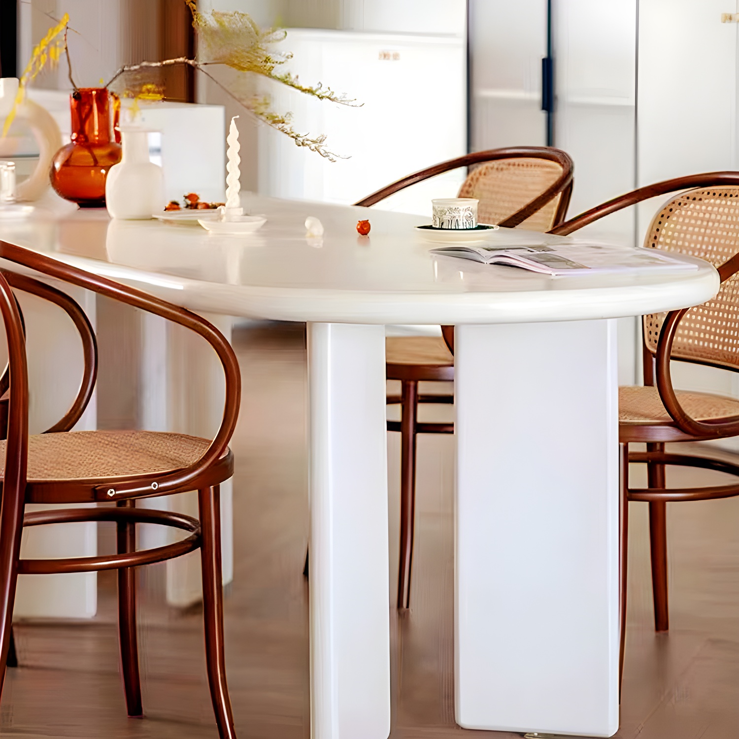 Contemporary Artificial Wood Top Oval Dinette Table Simple Dining Table for Living Room - image 4