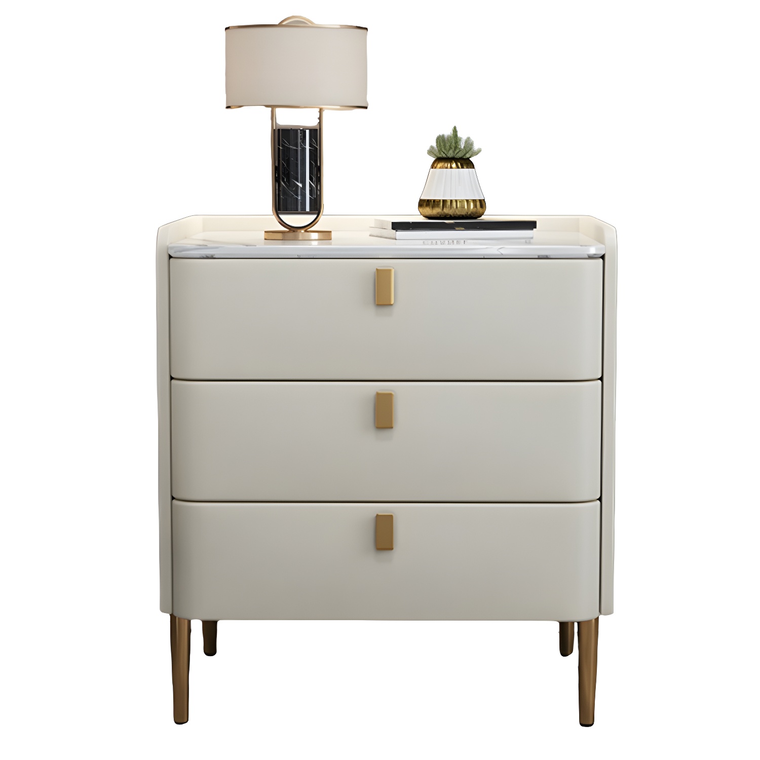 Glam Style Sintered Stone Top Drawer Storage Nightstand for Bedroom - image 27
