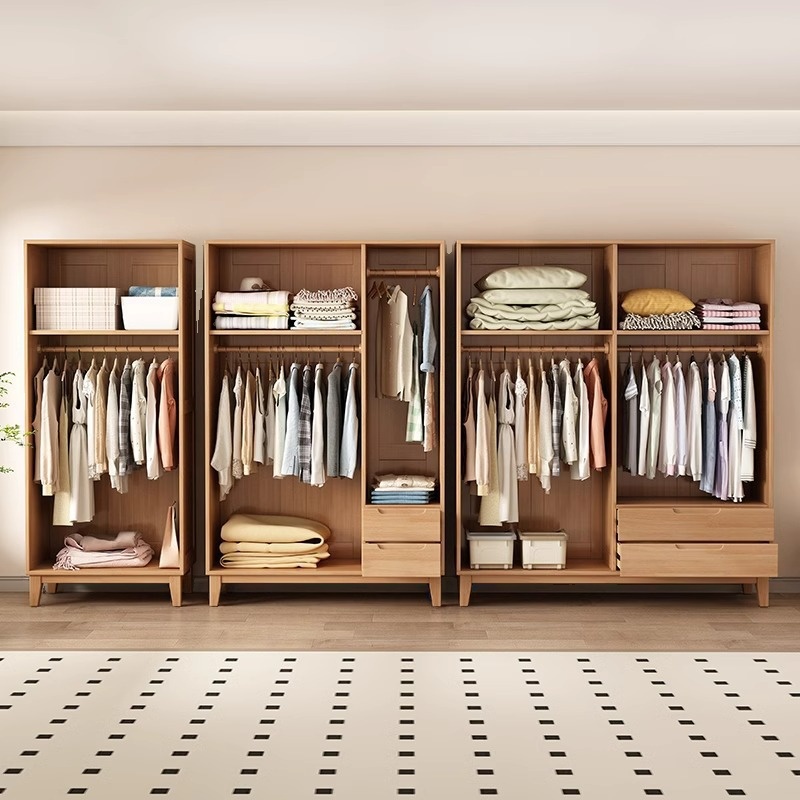 Natural Finish Cabinet Armoire with 2-Drawer