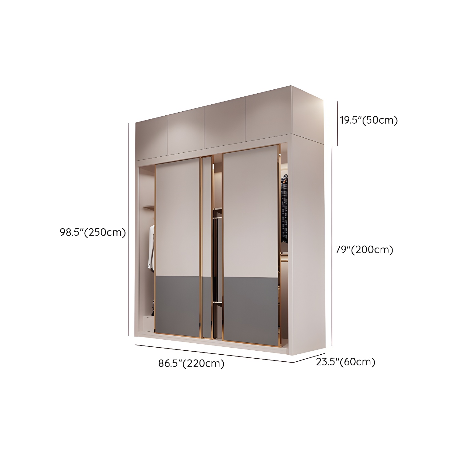 Modern Brown Wooden Wardrobe Armoire with Mirror, Drawers, and Shelves - image 20