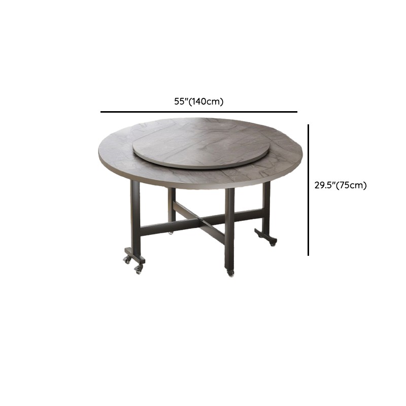 Contemporary Circular-shaped Timber Dining Table in Gray, Extendable - image 15