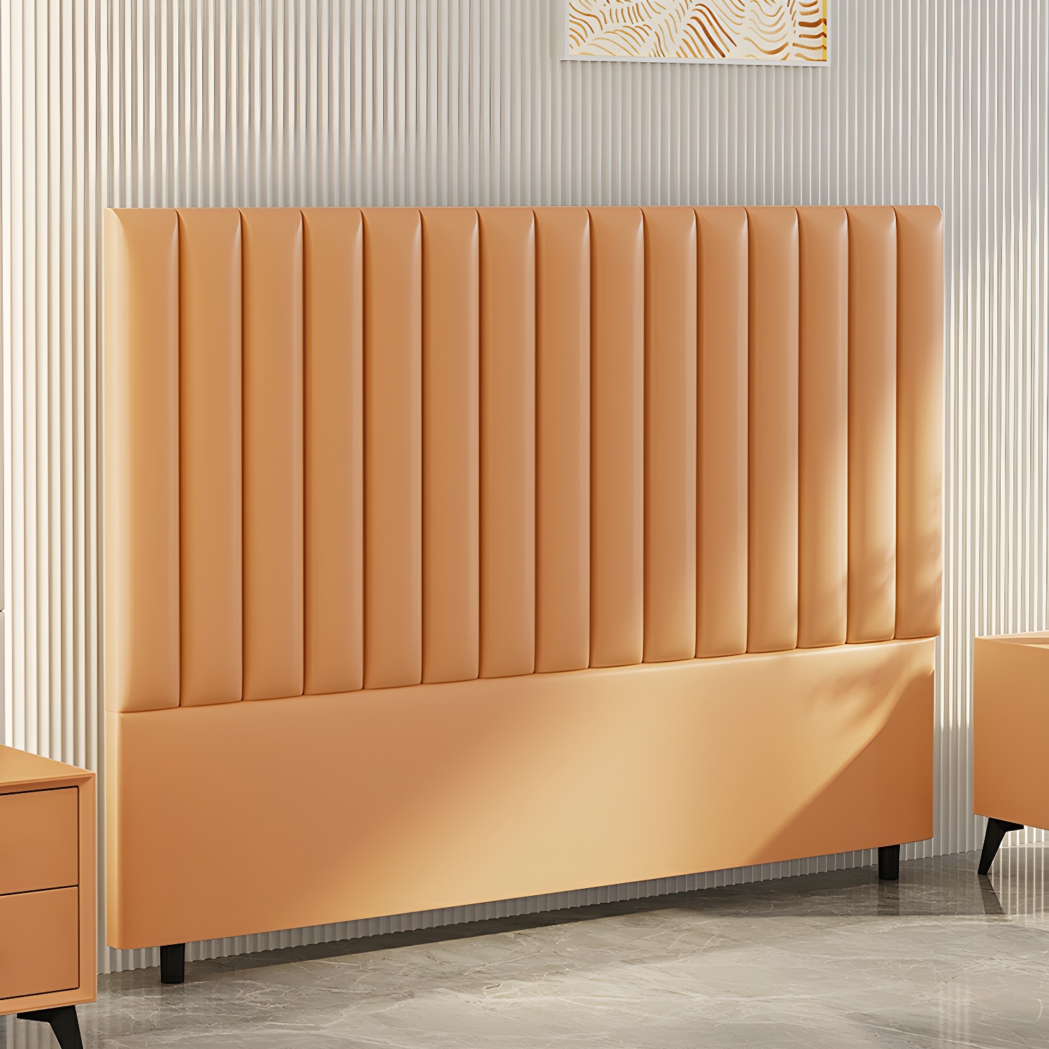 Pine Solid Wood Bed Headboard Freestanding Modern Leather Panel - image 6