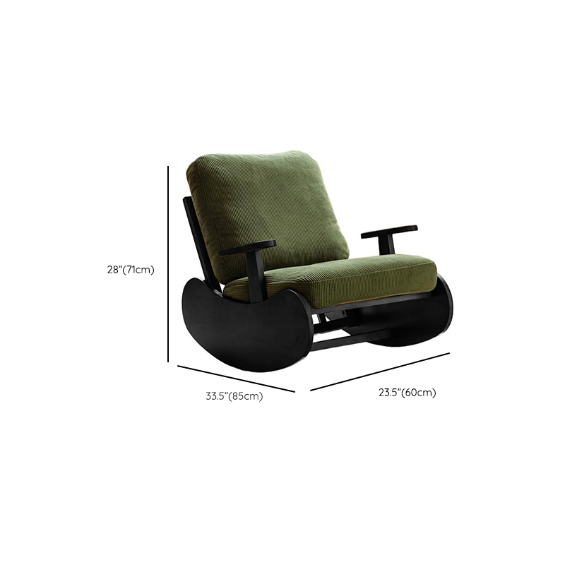 Black/Jade Green/Ivory Art Deco Upholstered Rocking Armchair with Recessed Arm - image 21