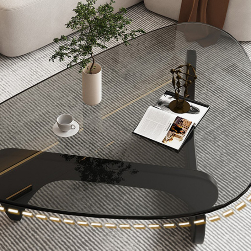 Simplistic Pennels Tempered Glass Single Side Table with Abstract Base Indoor Use - image 9