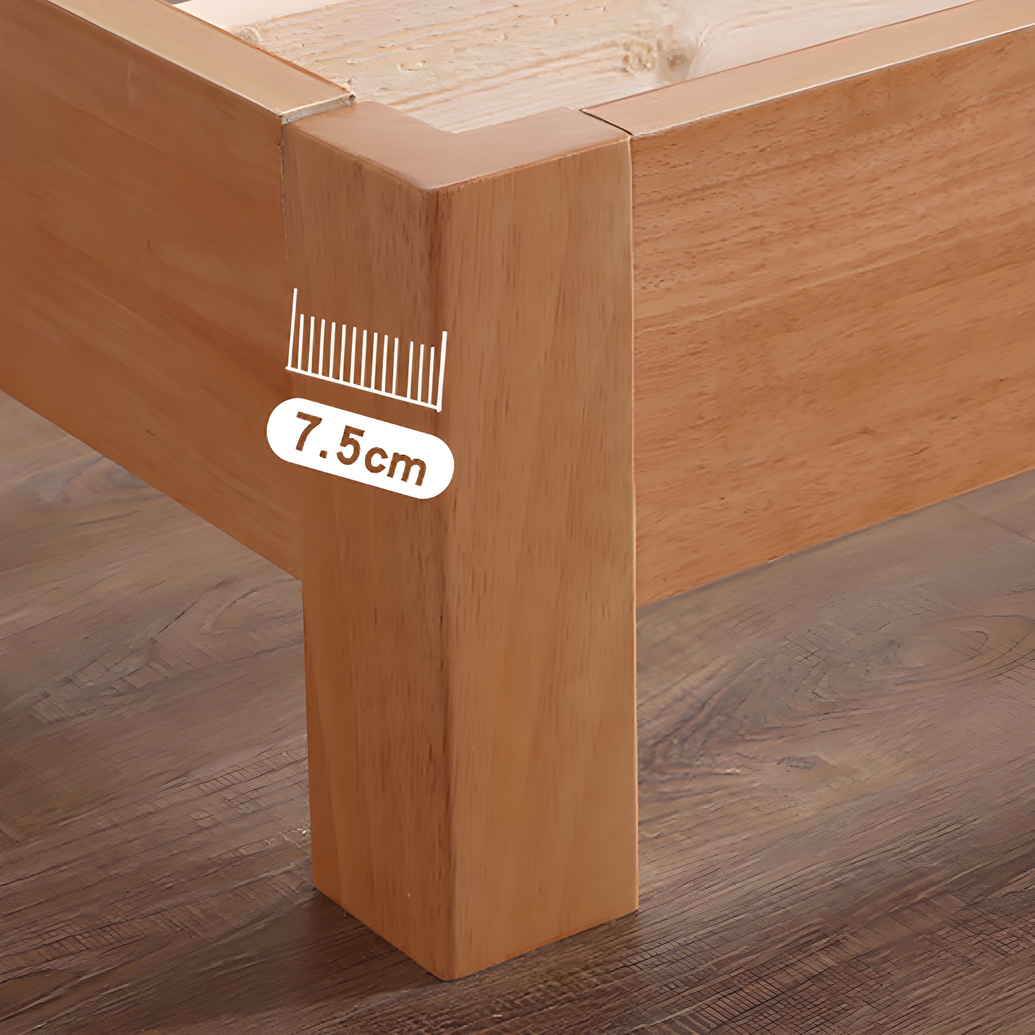 Solid Wood Standard Bed Contemporary Rubberwood Platform Bed with Legs - image 13