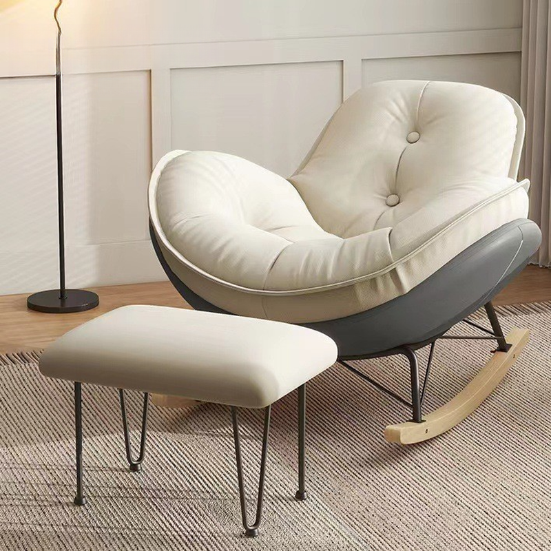 Modern Butter Color/Grey/Auburn Upholstered Padded Rocking Seat with Flared Arm, Scratch-repellent - image 13