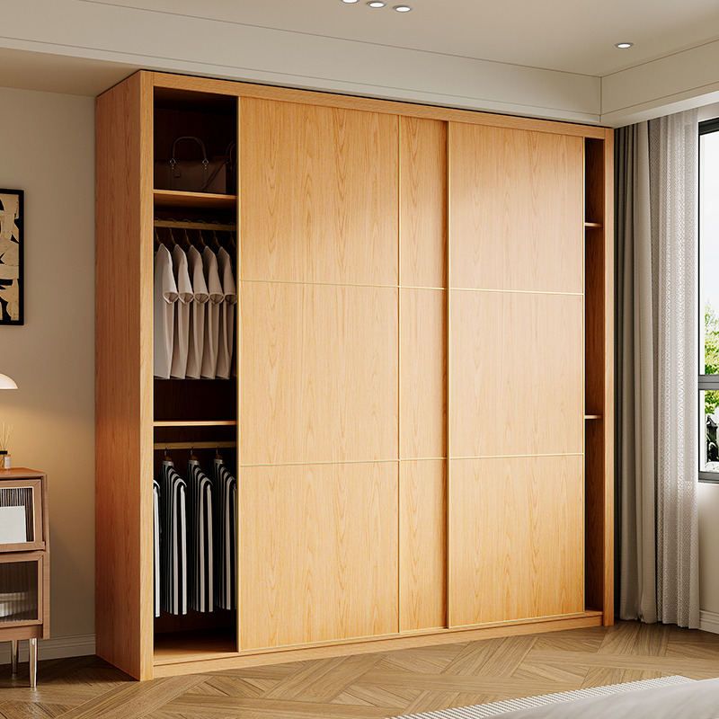 Wood Grain Minimalist Natural Wood Wardrobe Closet with Soft Close Drawer, Soft Close Door, Interior Shelves, and Clothing Rod - image 3