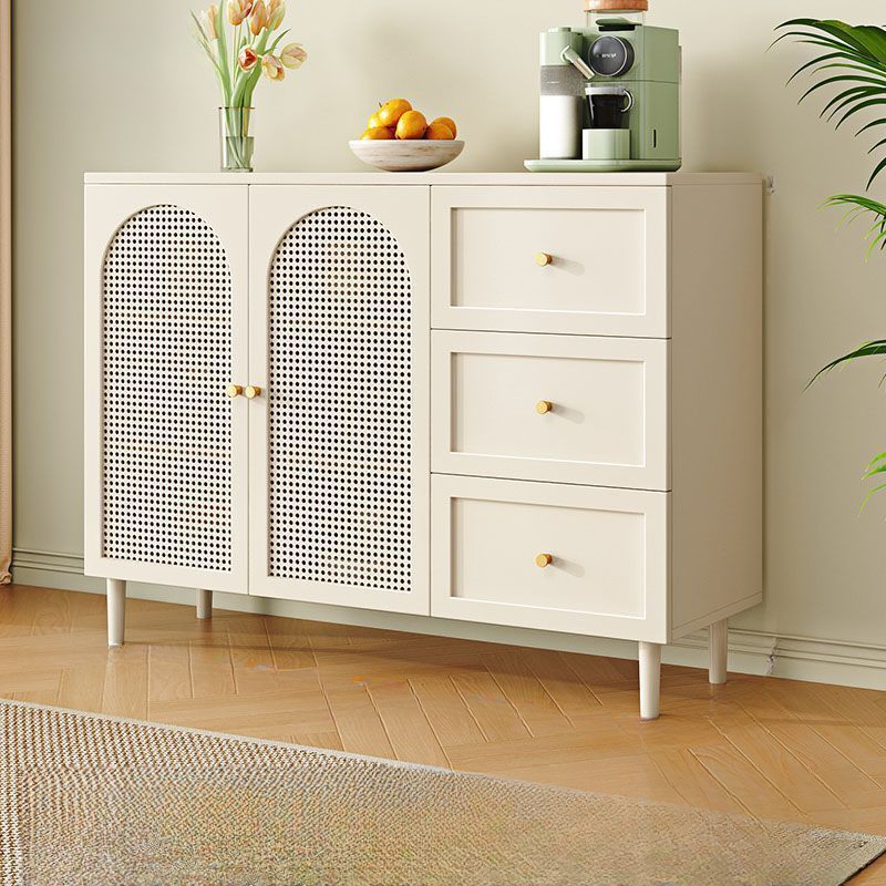 White Trendy Sideboard with 3 Drawers, Narrow/Standard Size, 3/6 Shelves, Lumber Countertop, and Glass-panel Door - image 8