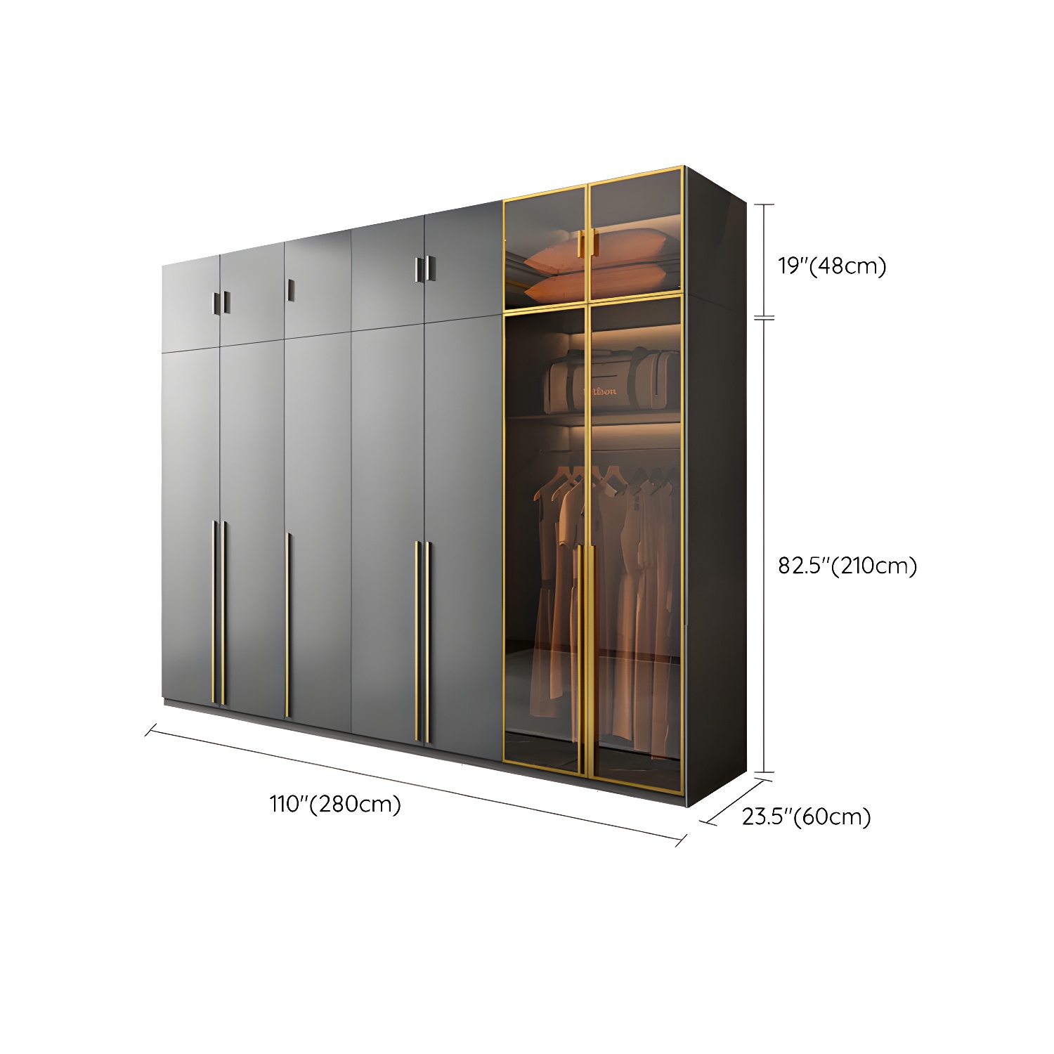 Modern Black Wood Wardrobe Armoire with Soft-Close Drawers & Clothing Rod - image 24