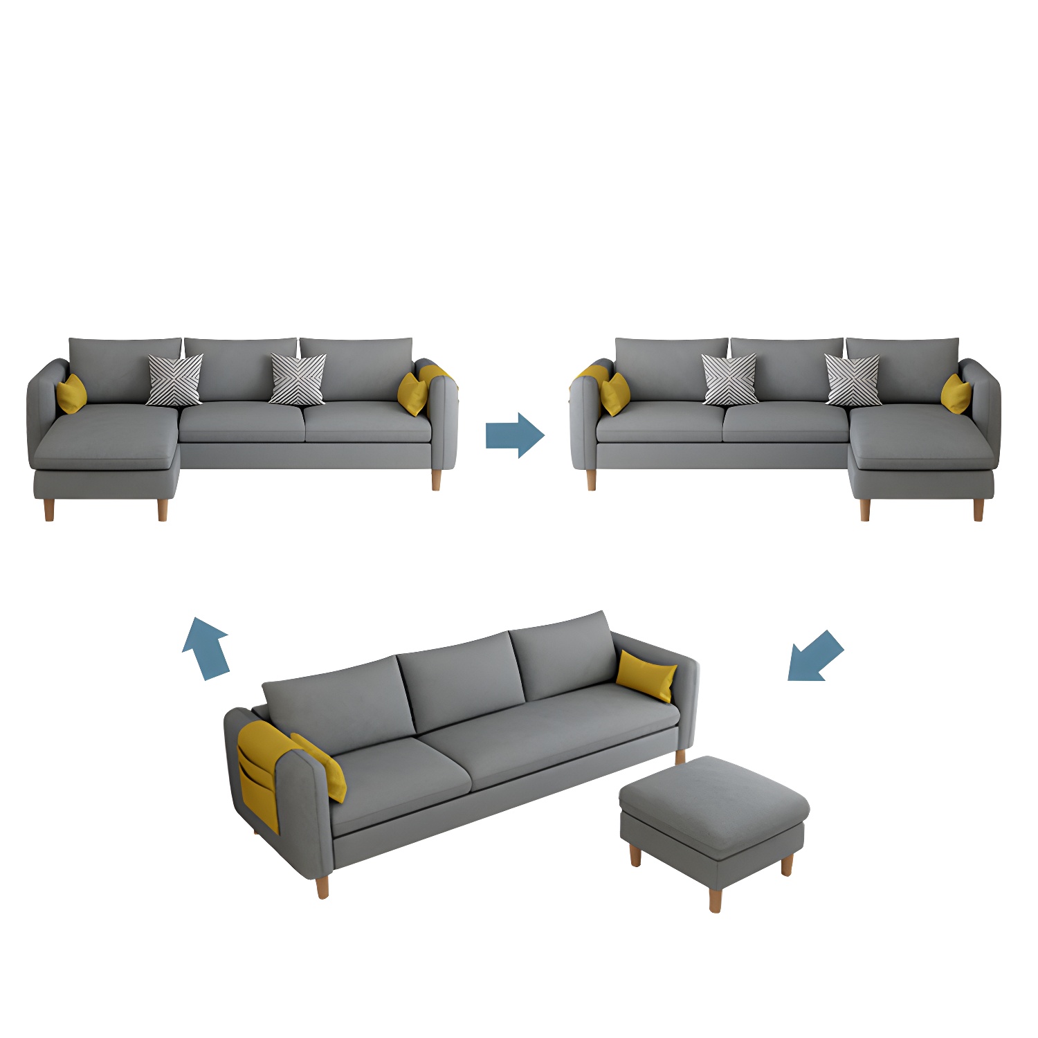 Modern Wooden Frame L-Shaped Sectional Sofa Chaise in Small Size with Storage Included - image 17