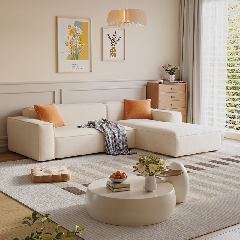 Trendy L-Shape Tear Resistant Sofa Chaise for 3-seater with Square Arm and 1 Chaise - image 5
