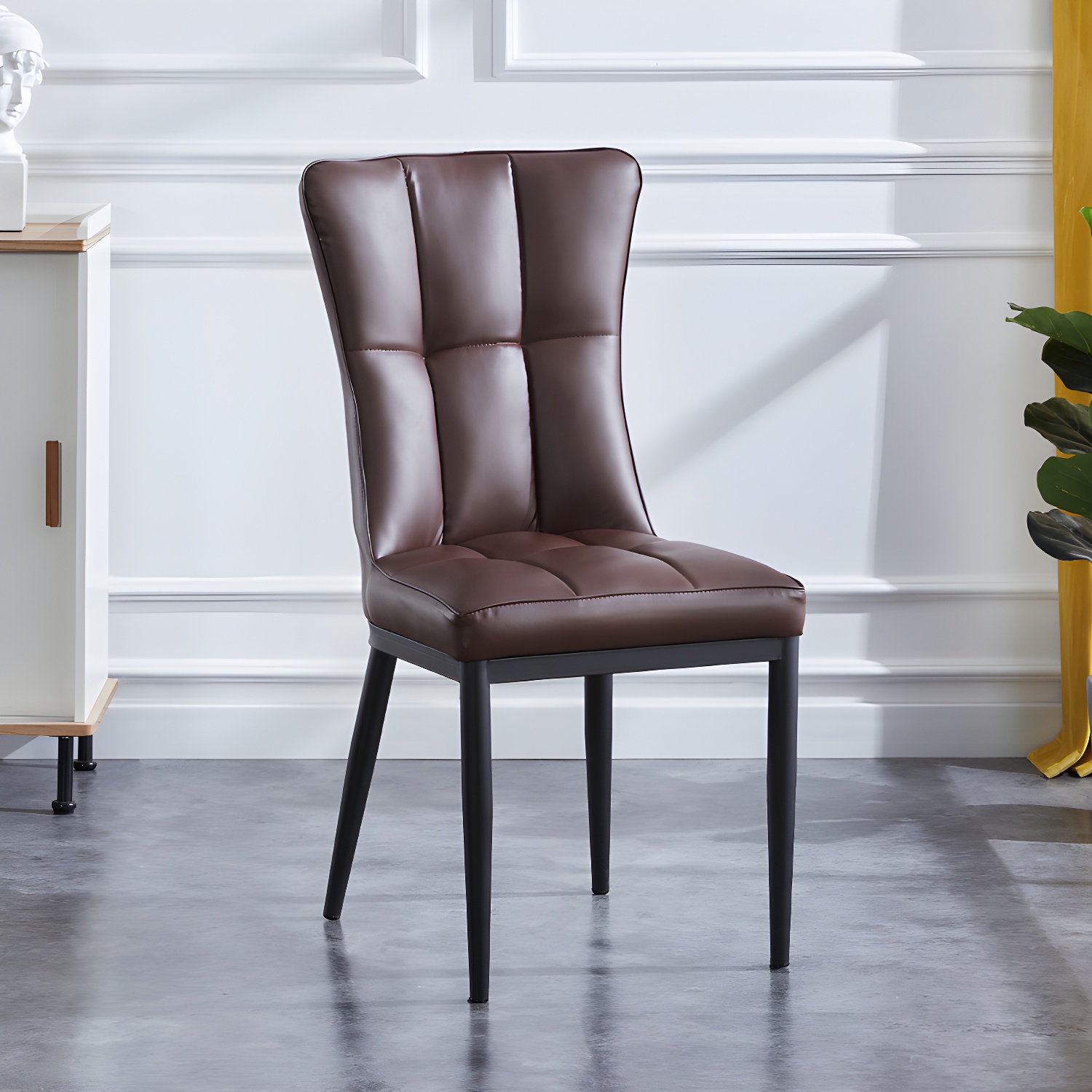 Upholstered Armless Dining Chairs Solid Back Side Chairs with Metal Legs - image 5