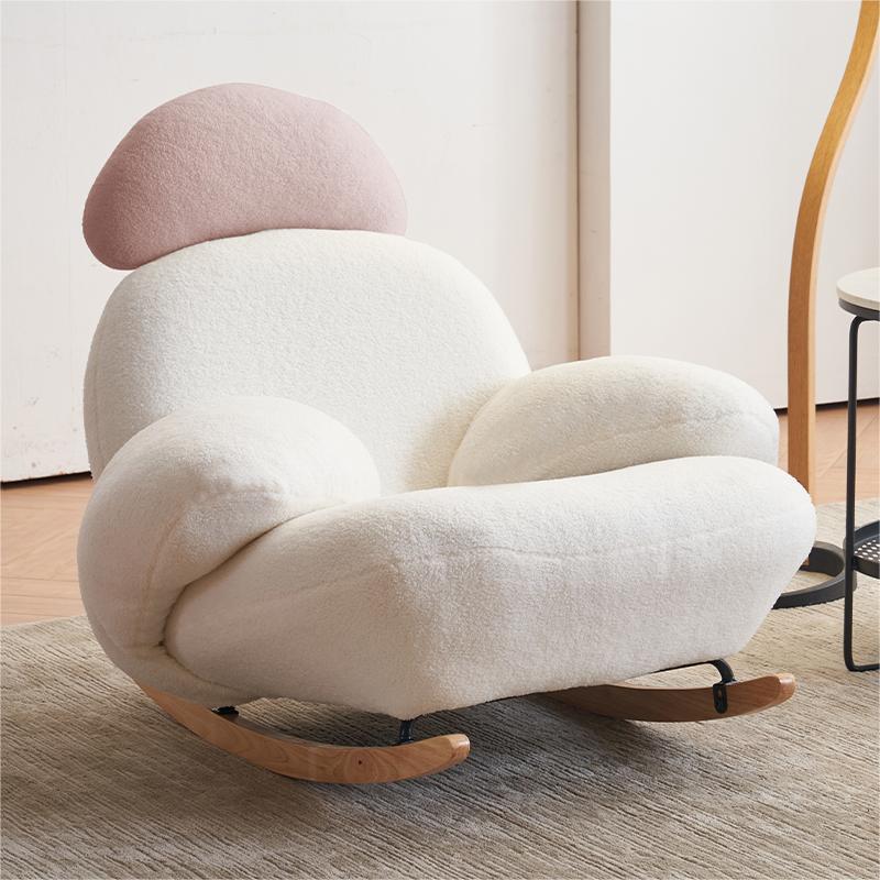 Rocking Chair Couch with Round Arm, Ottoman, Rear Back, Stationary - image 3