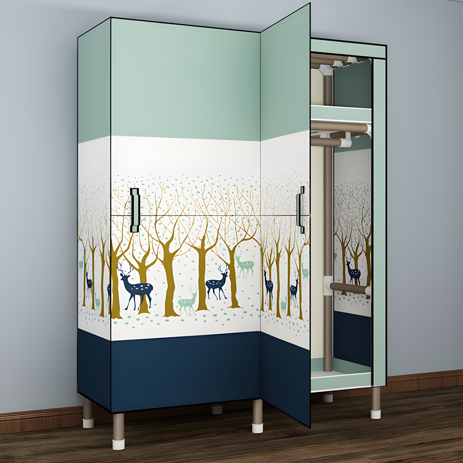 Foldable Freestanding Wardrobe Metal Frame Multifunctional Wardrobe for Bedroom - image 5