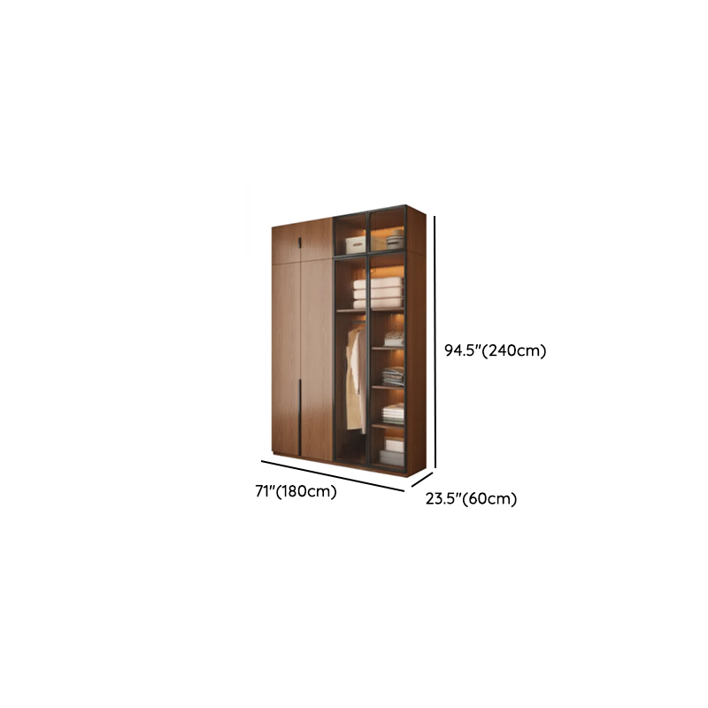 Sepia Modish Laminate Wardrobe Closet with Interior Shelves and Clothing Rod - image 18