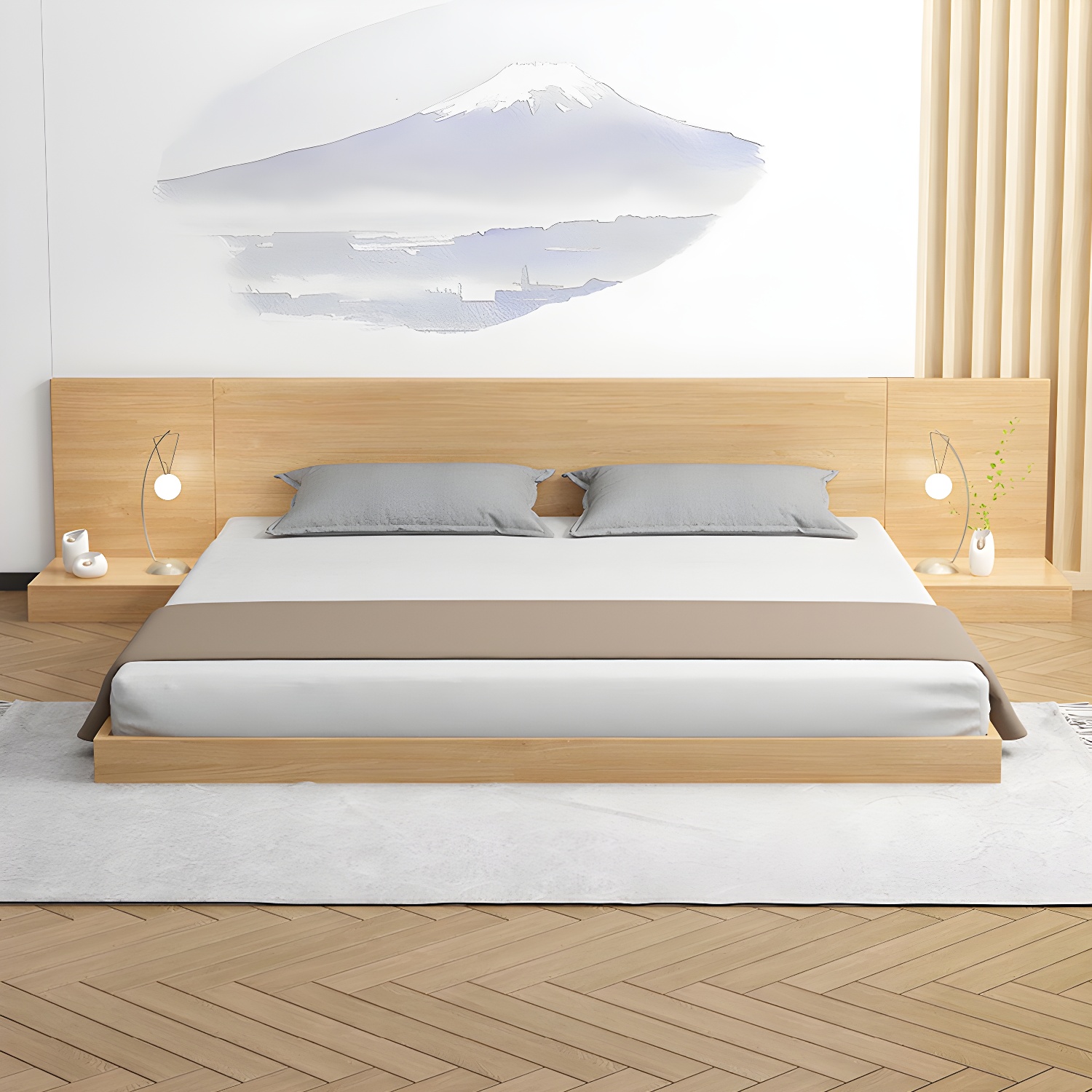 Solid Wood Platform Bed Mid-Century Modern Platform Bed Frame Mattress Included - image 7