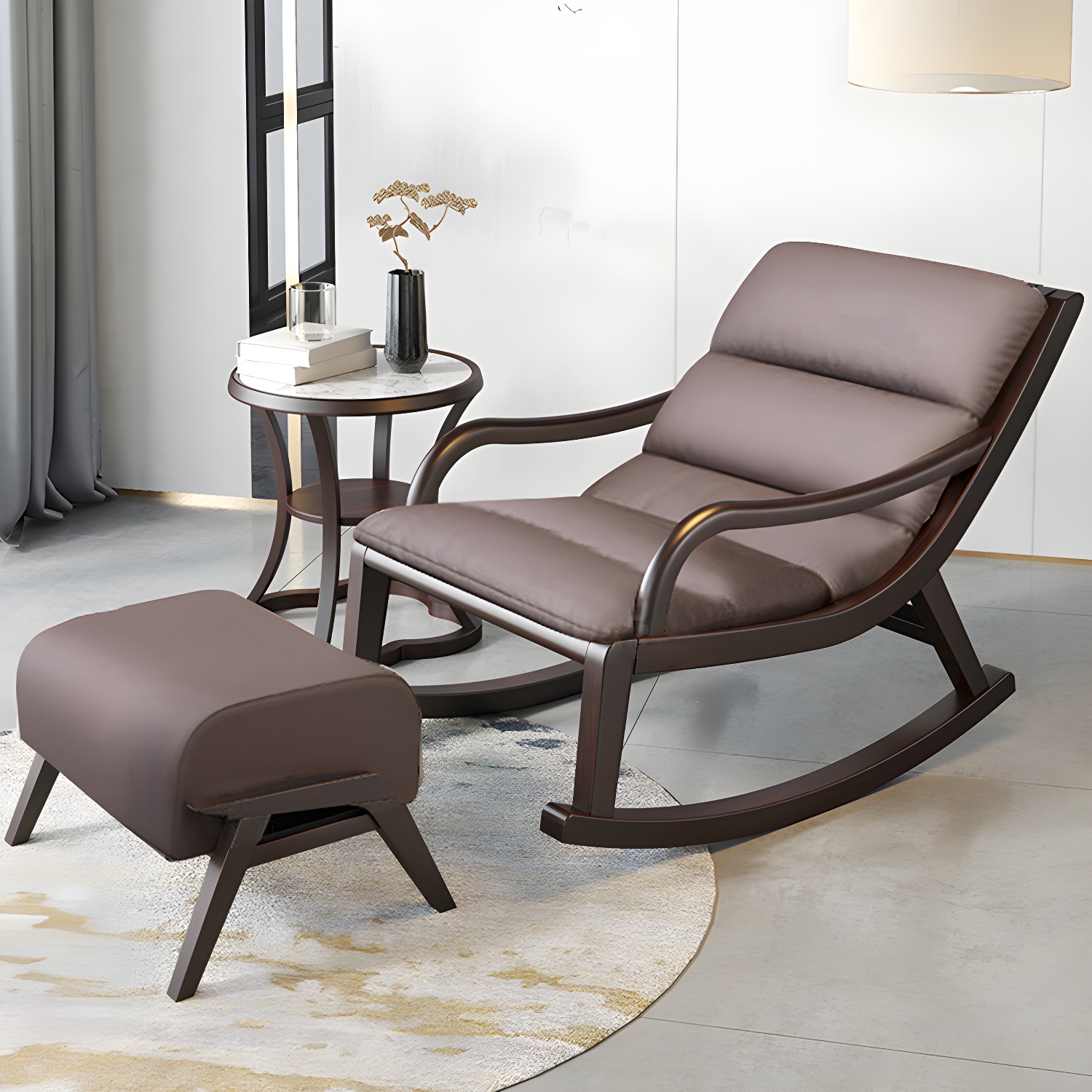 Reclining Solid Wood Living Room with Dark Legs Traditional Rocking Chair - image 10