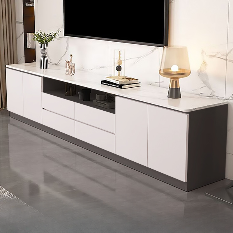 Sleek Vitreous Rectangular TV Stand with Door - image 2
