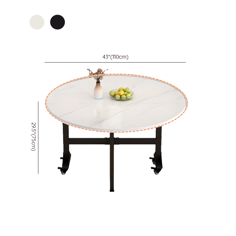 Modern Simple Style Circular Dining Table with Lumber Top, Chalk Color, Pop Up Mechanism, Seats 2 to 6, and Collapsible - image 12